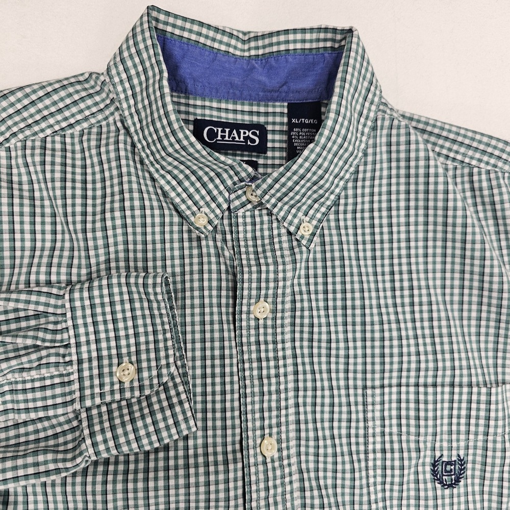 Chaps Mens Stretch Easy Care Gingham Check Long Sleeve Button Down Shirt‎ XL